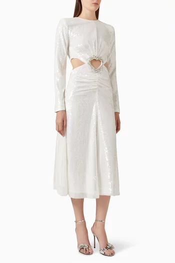 Sequin Cut-out Midi Dress