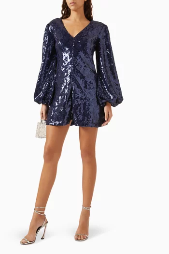 Sequin-embellished Mini Dress in Recycled Polyester