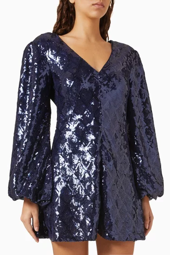 Sequin-embellished Mini Dress in Recycled Polyester