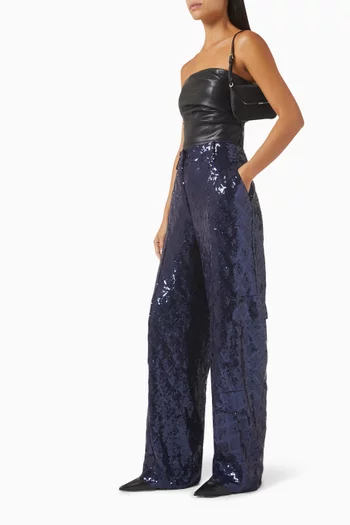 Sequin-embellished Cargo Pants