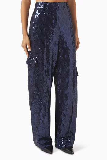 Sequin-embellished Cargo Pants