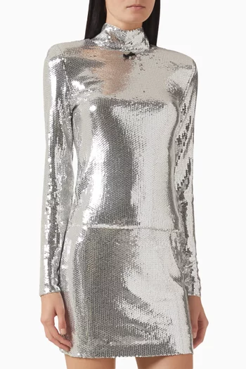High-neck Sequin-embellished Top