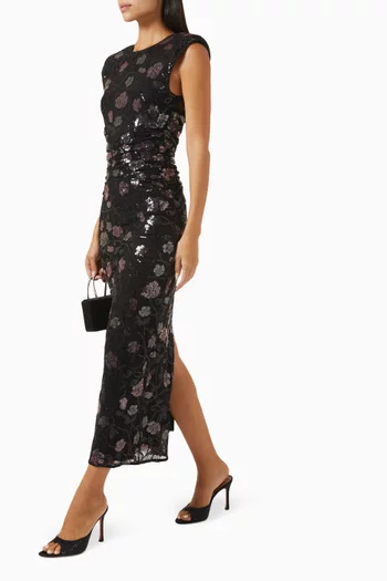 Floral Sequin-embellished Midi Dress in Lace