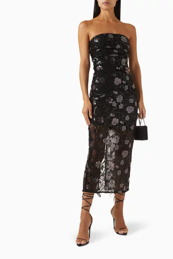 Draped Floral Sequin-embellished Top in Lace