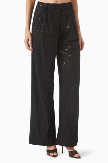 Wide-leg Sequin-embellished Pants