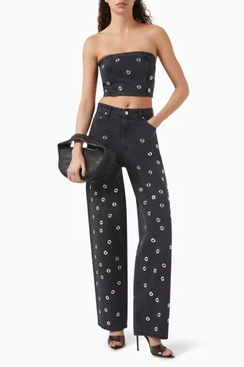 Studded High-rise Jeans in Denim