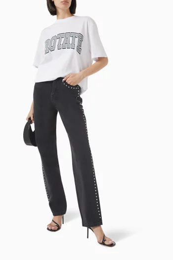 Studded High-rise Jeans in Denim