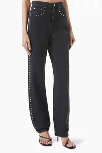 Studded High-rise Jeans in Denim