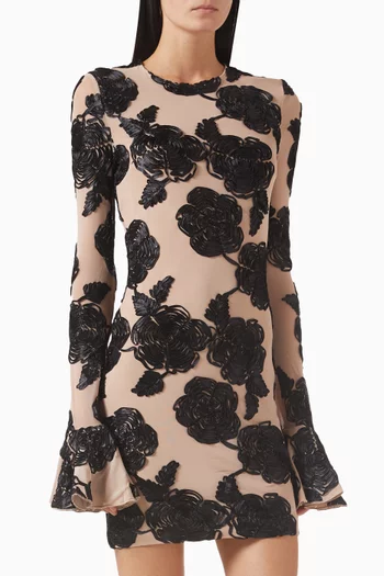 Flower Mini Dress in Mesh