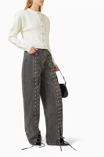 Laced-leg Jeans in Denim