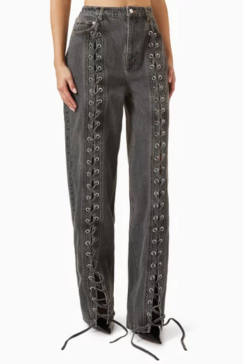 Laced-leg Jeans in Denim