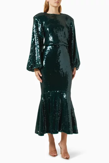 Sequin-embellished Midi Dress