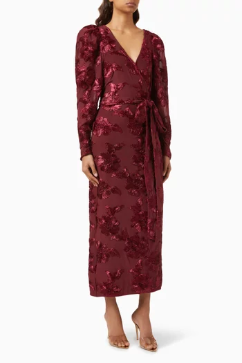 3D Floral Midi Dress in Mesh