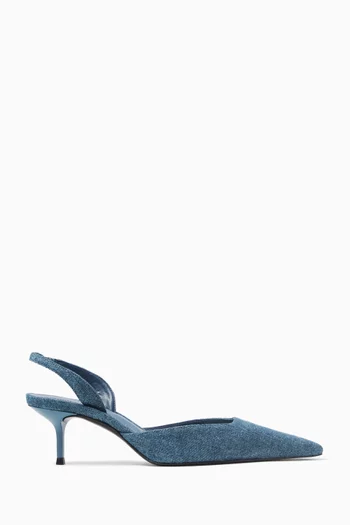Point-toe 45 Slingback Pumps in Denim