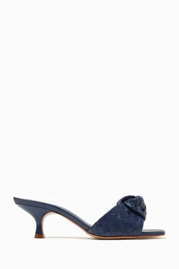 Knot 45 Kitten Mule Sandals in Leather