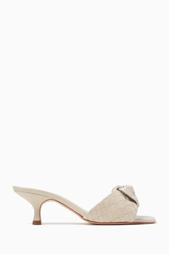 Knot 45 Kitten Mule Sandals in Leather