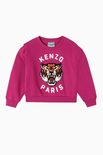 Embroidered Sweatshirt in Cotton Blend
