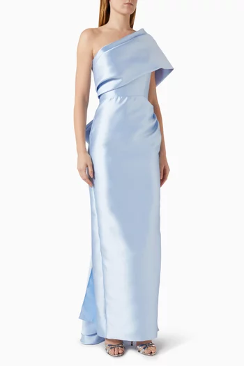 فستان سهرة بعقدة وكتف مكشوف