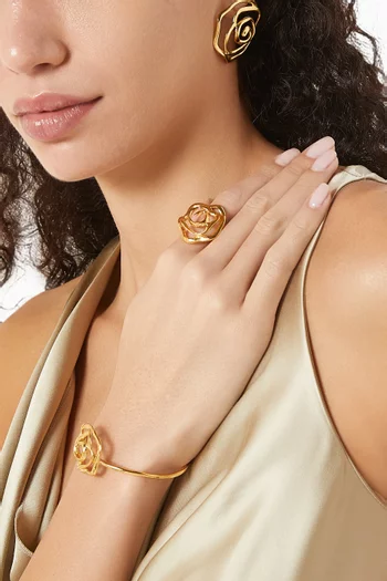 خاتم فلورال فورتيكس نحاس مطلي ذهب عيار 24