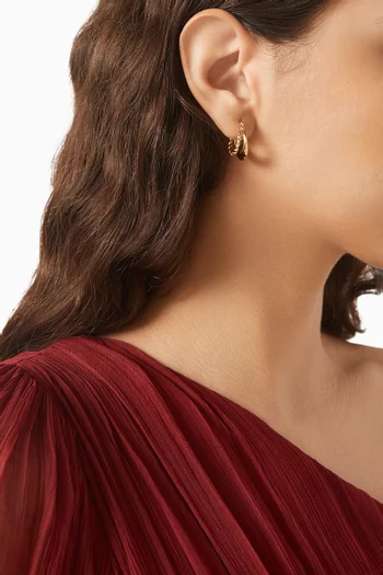 Twisted Double Hoop Earrings in 24kt Gold-plated Brass