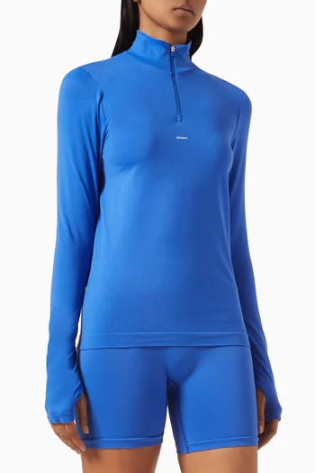 Plant-Stretch Zipped Long-sleeve Top