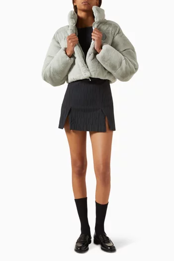 Shae Cropped Puffer Jacket in Fur