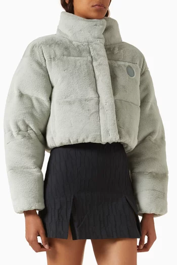 Shae Cropped Puffer Jacket in Fur