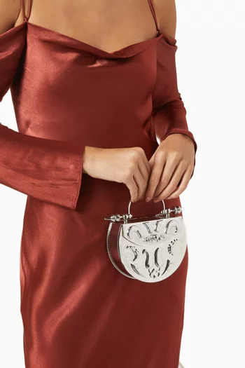 Oval Minaudiere Top-handle Bag in Palladium-plated Brass