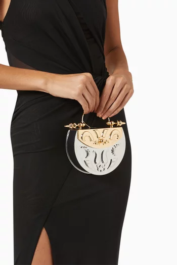 Oval Minaudiere Top-handle Bag in Gold & Palladium-plated Brass