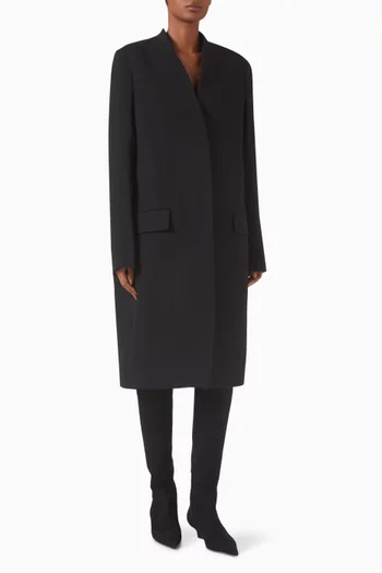 Deep Pleated Coat in Wool-blend