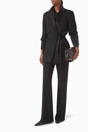 Satin-lapel Wrap Blazer