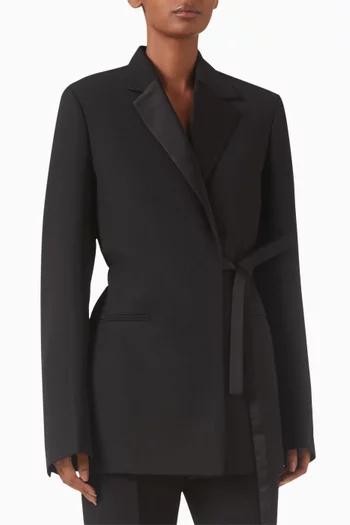 Satin-lapel Wrap Blazer
