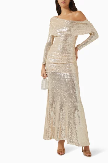 Nova One-shoulder Gown in Stretch Mesh