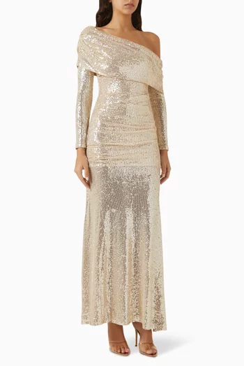 Nova One-shoulder Gown in Stretch Mesh