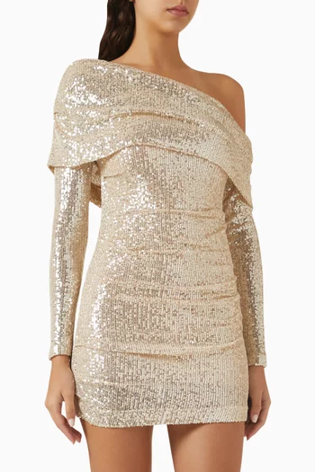 Nova One-shoulder Mini Dress in Stretch Mesh