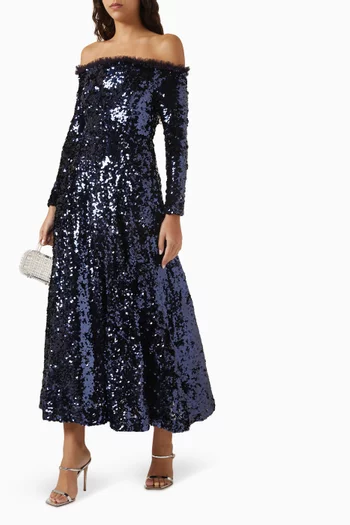 Hallie Sequin Off-shoulder Gown in Tulle