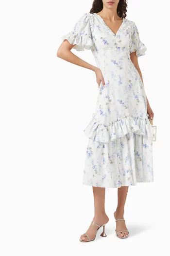 Ophelia Ditsy Eva Ballerina Dress in Crepe