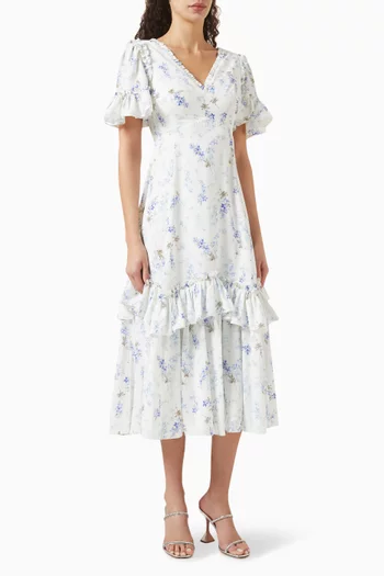 Ophelia Ditsy Eva Ballerina Dress in Crepe