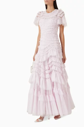 Wild Rose Ruffled Gown in Tulle