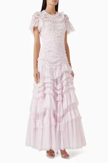 Wild Rose Ruffled Gown in Tulle