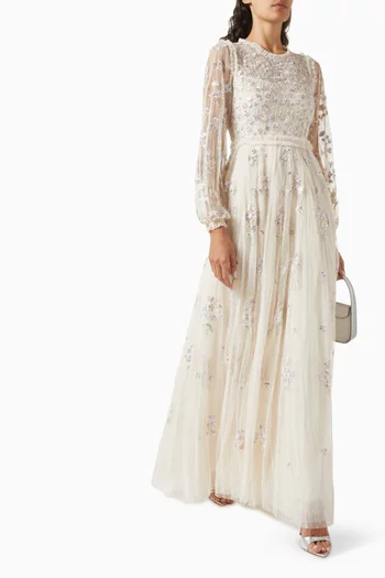 Posy Embroidered Gown in Tulle
