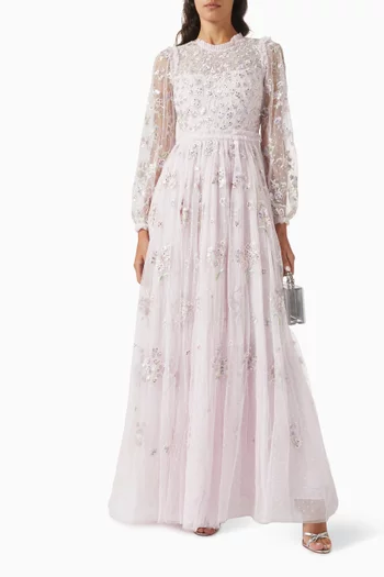 Posy Embroidered Gown in Tulle