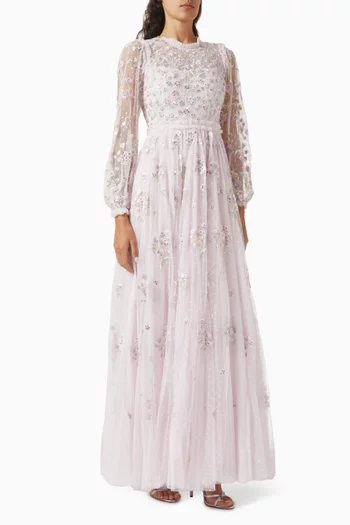 Posy Embroidered Gown in Tulle
