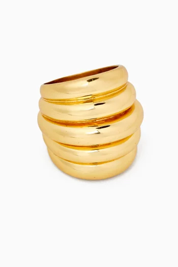 Ribbed Ring in 22kt Gold-plated Brass