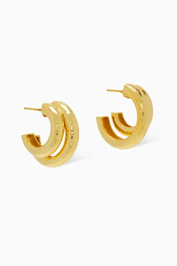Double Hoop Earrings in 22kt Gold-plated Brass