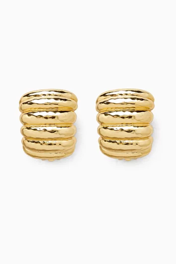 Ribbed Clip Earrings in 24kt Gold-plated Brass