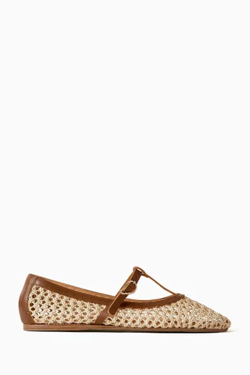Aerati Ballet Flats in Raffia & Leather