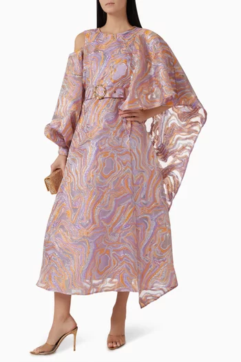 Cold-shoulder Belted Dress