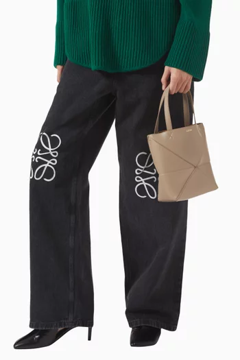 Mini Puzzle Fold Tote Bag in Shiny Calfskin