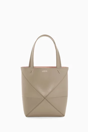Mini Puzzle Fold Tote Bag in Shiny Calfskin